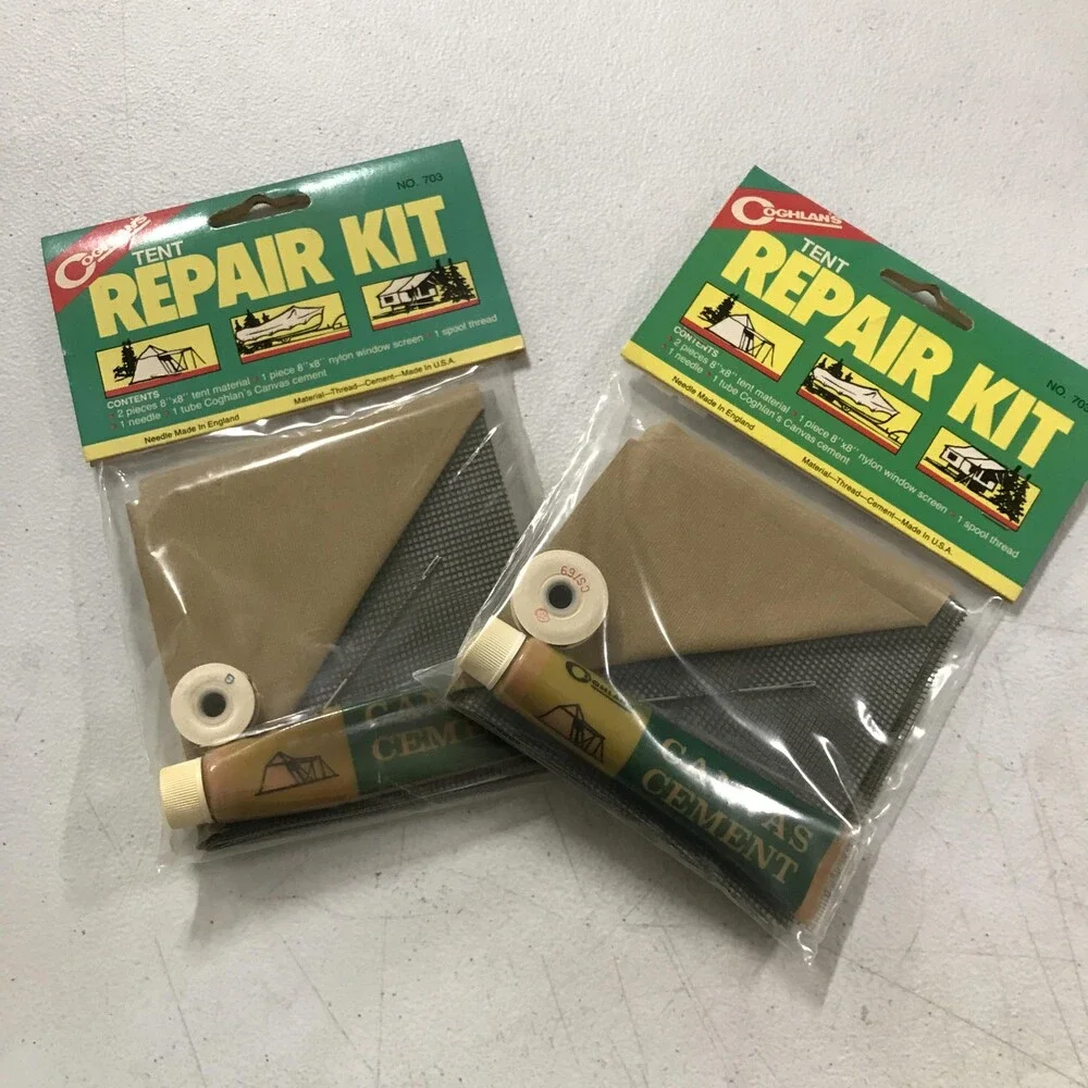 Lot of 2 Vintage Coghlan's Tent Repair Kit No. 703 Canvas Cement Waterproof USA
